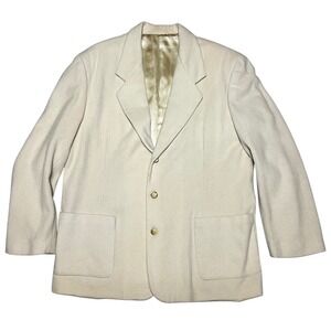 International Male Vintage Mens Cream Wool Blend 3-Button Blazer Sport Coat XL